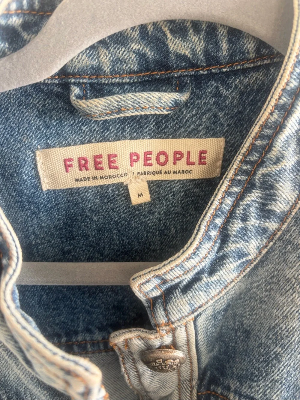 Free People Aubrey Faded Blue Denim Jacket - Picture 6 of 7